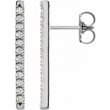 14K White 1/3 CTW Diamond French-Set Bar Earrings