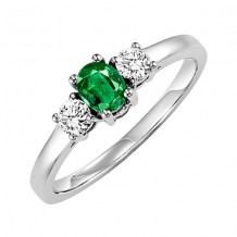 Gems One 14Kt White Gold Diamond (1/4Ctw) & Emerald (3/8 Ctw) Ring