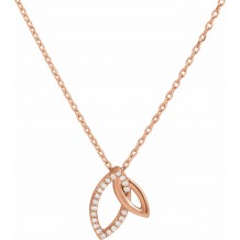 14K Rose .05 CTW Diamond Double Leaf 18 Necklace