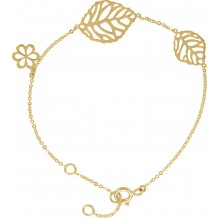 14K Yellow Leaf & Floral-Inspired Bracelet