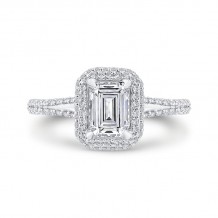 Shah Luxury Emerald Diamond Engagement Ring In 14K White Gold with Split Shank (Semi-Mount)