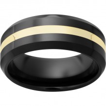 Black Diamond Ceramic Beveled Edge Band with a 2mm 18K Yellow Gold Inlay