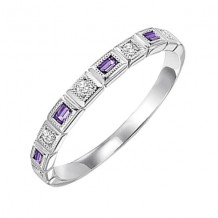 Gems One 10Kt White Gold Diamond (1/10Ctw) & Amethyst (1/8 Ctw) Ring