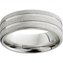 Serinium Pipe Cut Band with Two 1mm Grooves and Stone Finish