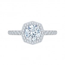 Shah Luxury 14K White Gold Round Cut Diamond Octagon Shape Halo Engagement Ring (Semi-Mount)