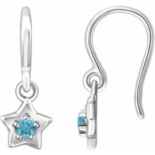 14K White 3 mm Round March Youth Star Birthstone Earrings