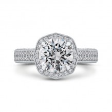 Shah Luxury 14K White Gold Round Diamond Halo Engagement Ring (Semi-Mount)