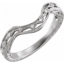 14K White .04 CTW Diamond Matching Band for 7x5 Oval Ring