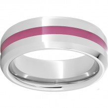 Serinium Beveled Edge Band with Pink Enamel Inlay