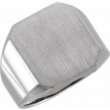 14K White 18x16 mm Octagon Signet Ring