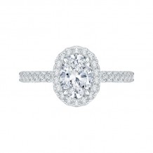 Shah Luxury Oval Diamond Halo Engagement Ring In 14K White Gold (Semi-Mount)