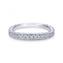 Gabriel & Co. 14k White Gold Victorian Diamond Wedding Band