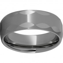 Rugged Tungsten  8mm Domed Band with Oval Facets and Polished Finish