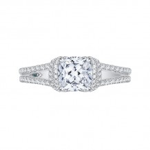 Shah Luxury 14K White Gold Cushion Cut Diamond Engagement Ring with Split Shank (Semi-Mount)