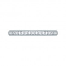 Shah Luxury 14K White Gold Round Diamond Half-Eternity Wedding Band with Euro Shank
