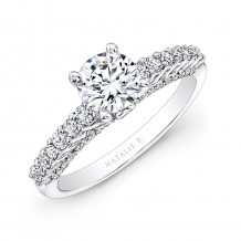 18k White Gold Prong and Bezel Round Diamond Engagement Ring