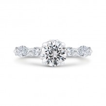 Shah Luxury Round Cut Diamond Floral Engagement Ring In 14K White Gold (Semi-Mount)