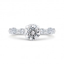 Shah Luxury Round Cut Diamond Floral Engagement Ring In 14K White Gold (Semi-Mount)