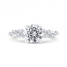 Shah Luxury 14K White Gold Round Cut Diamond Engagement Ring  (With Center)