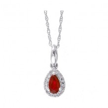 Gems One 10Kt White Gold Diamond (1/20Ctw) & Ruby (1/5 Ctw) Pendant