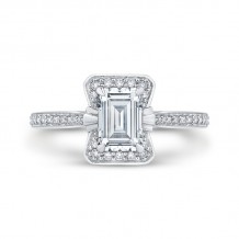 Shah Luxury 14K White Gold Emerald Cut Diamond Engagement Ring (Semi-Mount)