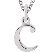 14K White Lowercase Initial c 16 Necklace