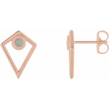 14K Rose Opal Cabochon Pyramid Earrings
