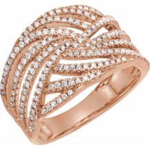 14K Rose 1/2 CTW Diamond Accented Criss-Cross Ring