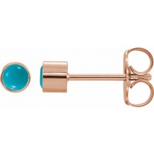 14K Rose Turquoise Bezel-Set Earrings