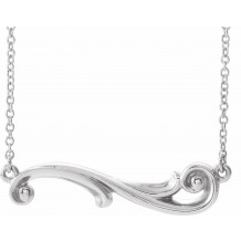 14K White Freeform Bar 18 Necklace