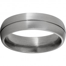 Titanium Domed Band with a Satin Finish and One .5mm Groove