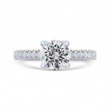 Shah Luxury 14K White Gold Round Diamond Engagement Ring with Euro Shank (Semi-Mount)