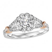 14k White Gold 1/2ct Diamond Engagement Ring with 1/2ct Center Stone