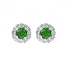 Gems One 10Kt White Gold Diamond (1/6Ctw) & Emerald (1/3 Ctw) Earring