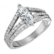 14k White Gold 7/8ct Diamond Engagement Ring with 1ct Marquise Center Stone