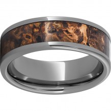 Rugged Tungsten  8mm Pipe Cut Band with Medium Distressed Copper Inlay