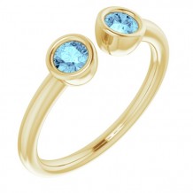 14K Yellow Aquamarine Two-Stone Ring