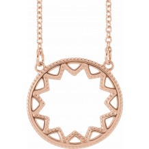 14K Rose Milgrain Sun 16-18 Necklace