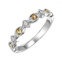Gems One 10Kt White Gold Diamond (1/20Ctw) & Citrine (1/6 Ctw) Ring