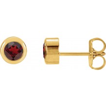 14K Yellow 4 mm Round Genuine Mozambique Garnet Birthstone Earrings