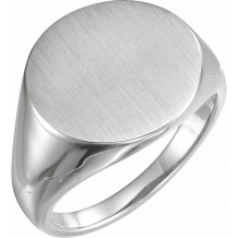 10K White 18 mm Round Signet Ring