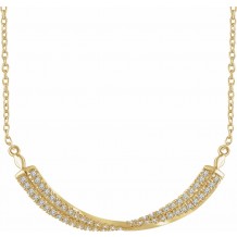 14K Yellow 1/4 CTW Diamond Twisted Bar 16-18 Necklace