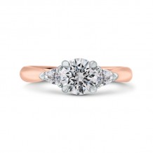 Shah Luxury 14K Two-Tone Gold Diamond Three-Stone Engagement Ring (Semi-Mount)