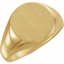 10K Yellow 15 mm Round Signet Ring