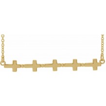 14K Yellow Sideways Cross Bar 18 Necklace