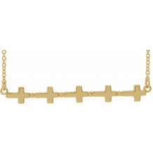 14K Yellow Sideways Cross Bar 18 Necklace