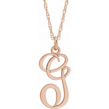 14K Rose Script Initial G 16-18 Necklace