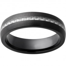 Black Diamond Ceramic Domed Band with 1mm Carbon Fiber Inlay and Satin Finish