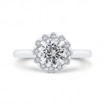 Shah Luxury Round Cut Diamond Floral Engagement Ring In 14K White Gold (Semi-Mount)