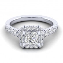 Gabriel & Co. 14k White Gold Contemporary Halo Engagement Ring